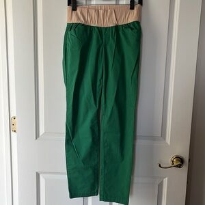 Khakis By Gap Maternity Pants Broken In Straight Green and Tan Waistband
